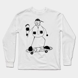 skateboard minimalist line art Long Sleeve T-Shirt